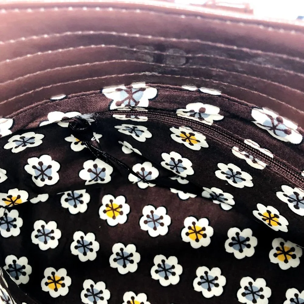 Vera Bradley Women's Tote Purse Slate Blooms Brown Yellow